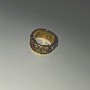 🎄Elegant Gold and Pink Embellished Ring